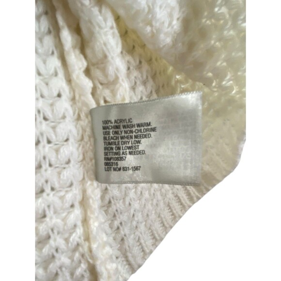 Worthington Soft Waffle Knit Cowl Neck Sweater Top Cream Womens Medium -Acrylic - Picture 3 of 10